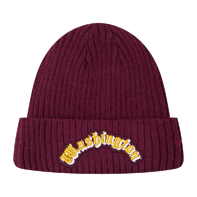 Bright neon cap for bold visibility needs -NFL WASHINGTON COMMANDERS OLD ENGLISH UNISEX BEANIE (WINE)