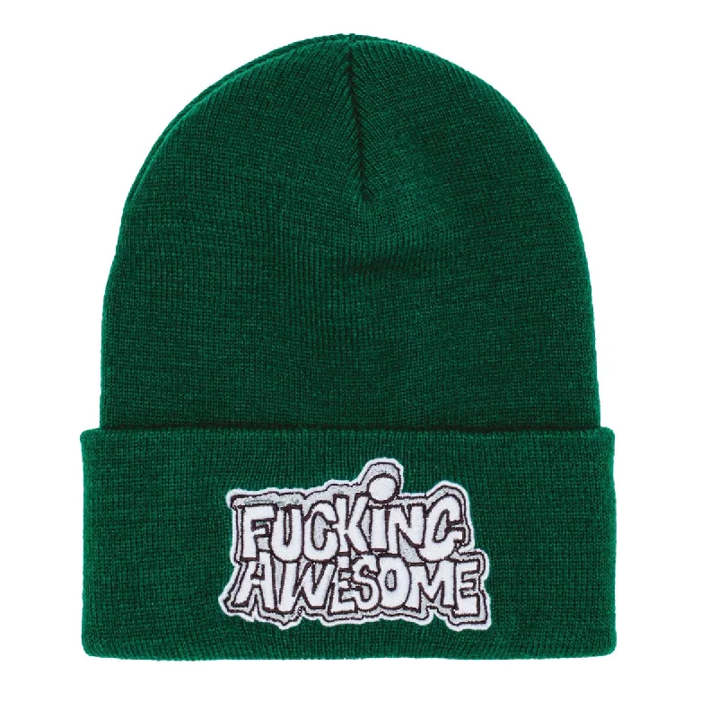 Trucker cap with funny slogan prints -Fucking Awesome - PBS Logo Cuff Beanie Forest Green