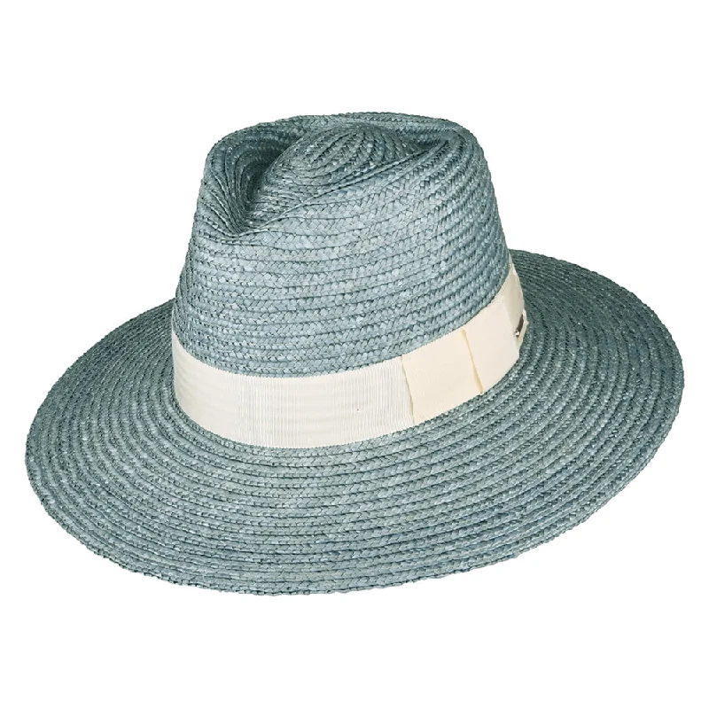 Fashionable straw Panama hat for men with traditional and sleek design -Brixton Hats Joanna Short Brim Straw Sun Hat - Ice Blue