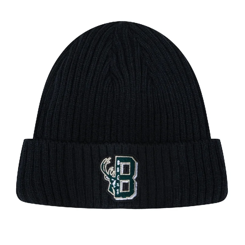 Durable canvas cap for rugged outdoor use -NBA MILWAUKEE BUCKS MASHUP UNISEX BEANIE (BLACK)