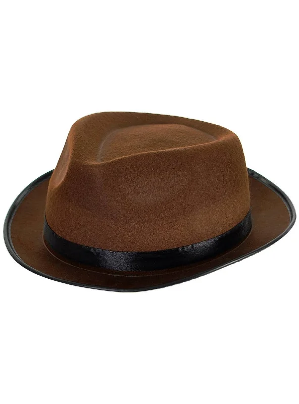 Warm wool felt hat for chilly evenings -Freddy Krueger Brown Fedora Costume Hat