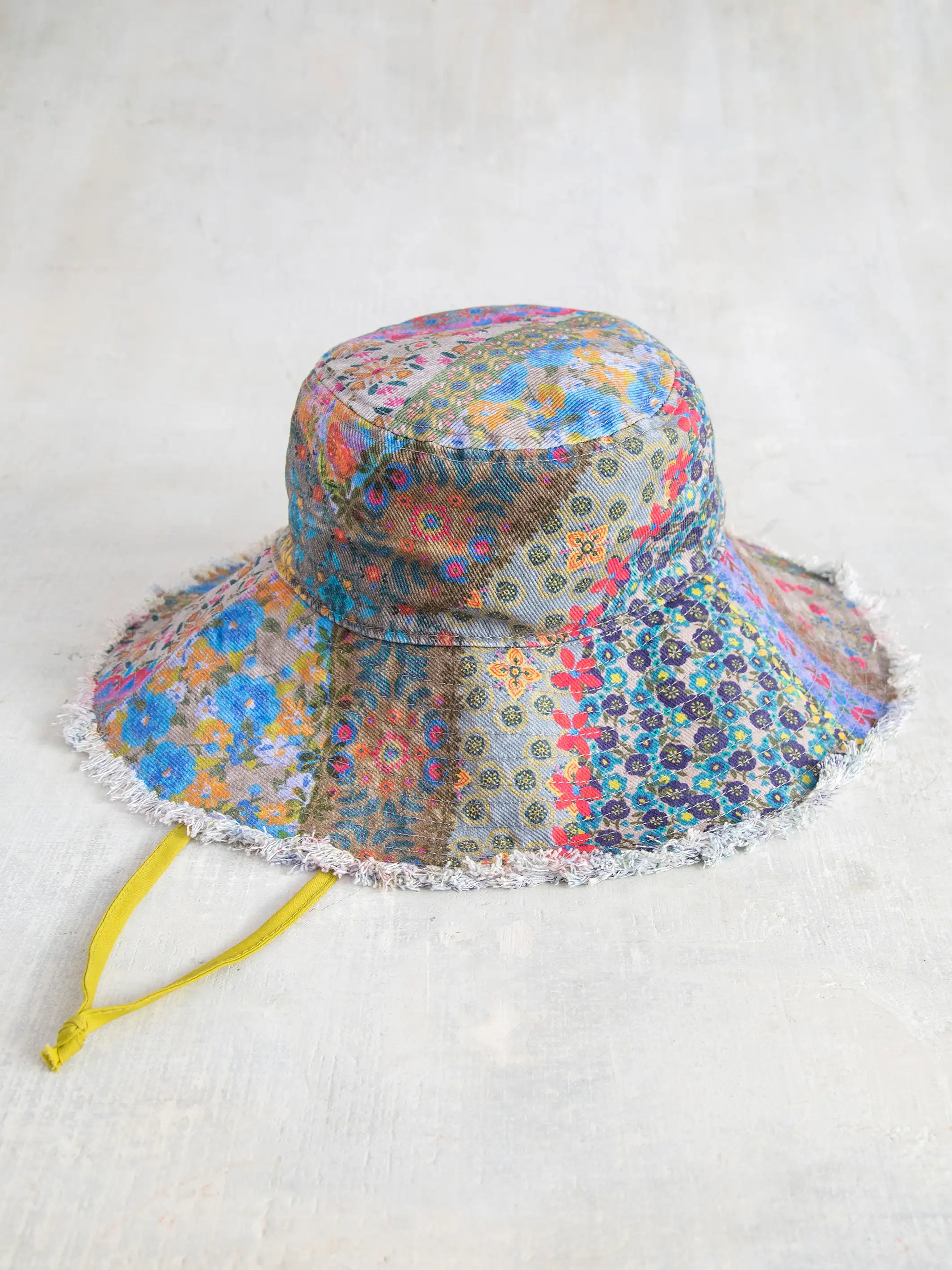 Modern Bucket Hat for Trendy -Sandy Days Bucket Hat- Folk Flower Patchwork