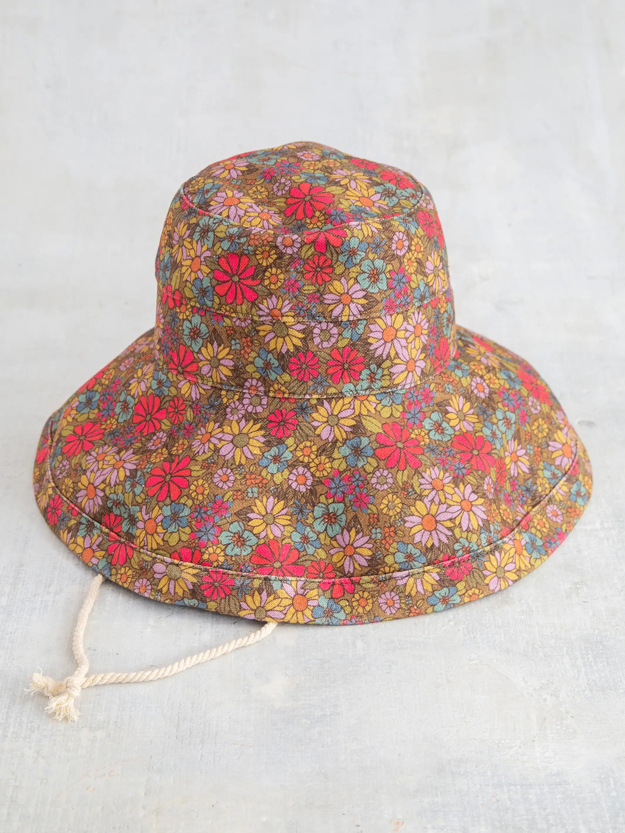 Retro Bucket Hat for Throwback -Sunny Day Bucket Hat - Ditsy Garden