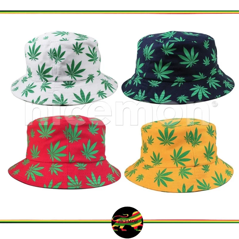 Lead Free Bucket Hat for Health -Bucket Hat Cap Weed Leaf  Rasta Reggae Caps Kush Cannabis Jamaica Leaf 1sz Fit