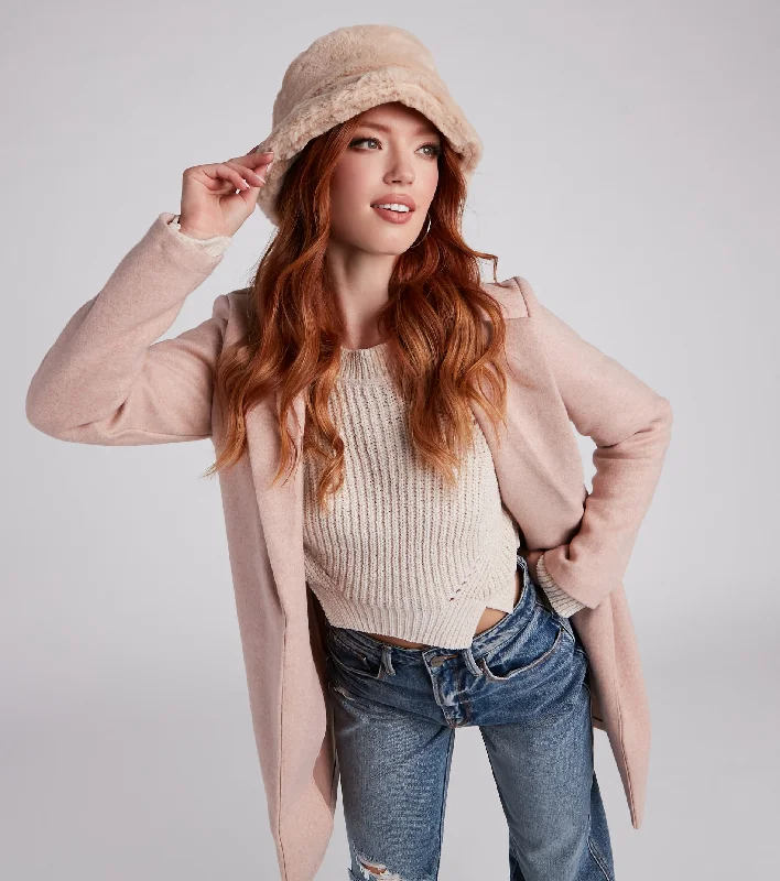 Animal Print Bucket Hat for Fun -Cozy Vibes Faux Fur Bucket Hat