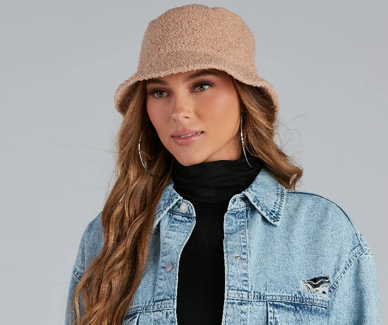 Cotton Bucket Hat for Summer -Cuddly Cute Sherpa Bucket Hat